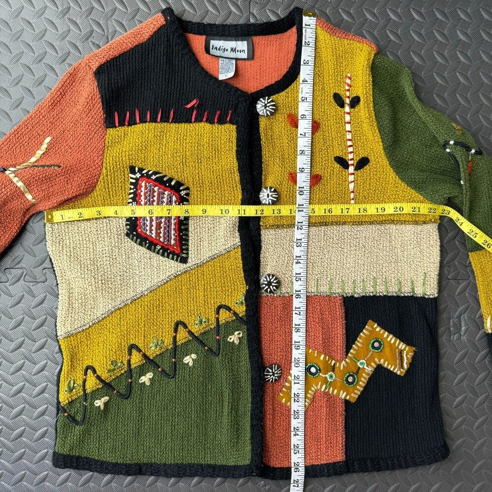 Indigo Moon Embroidered Patchwork Cardigan - image 8